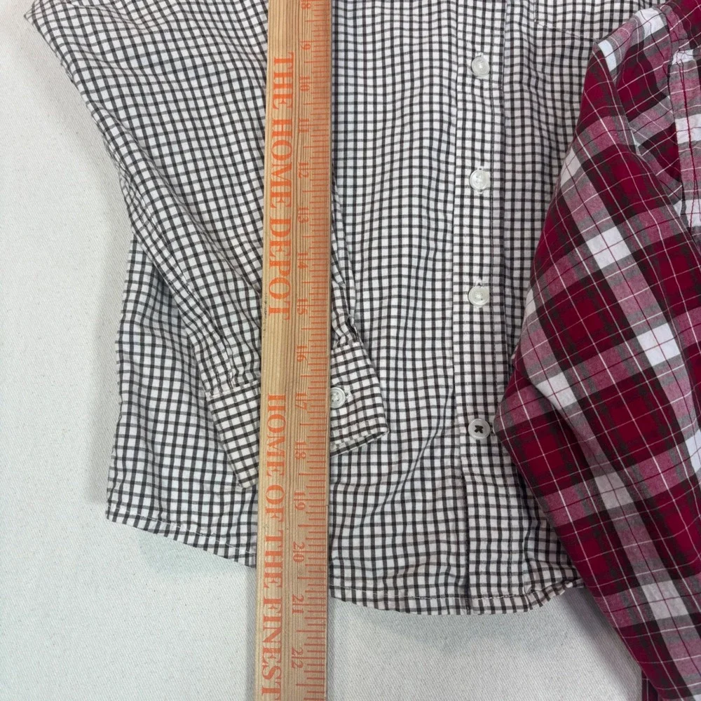 Gymboree Boys Plaid & Check Button Down Shirts Set of 2 Red Brown Size M 7-8